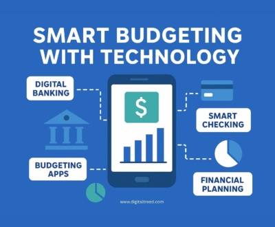 Smart Budgeting with Technology Infographic-style feature image showing a digital SEO tool interface with highlighted text boxes, charts, and minimal text, designed in flat modern style.